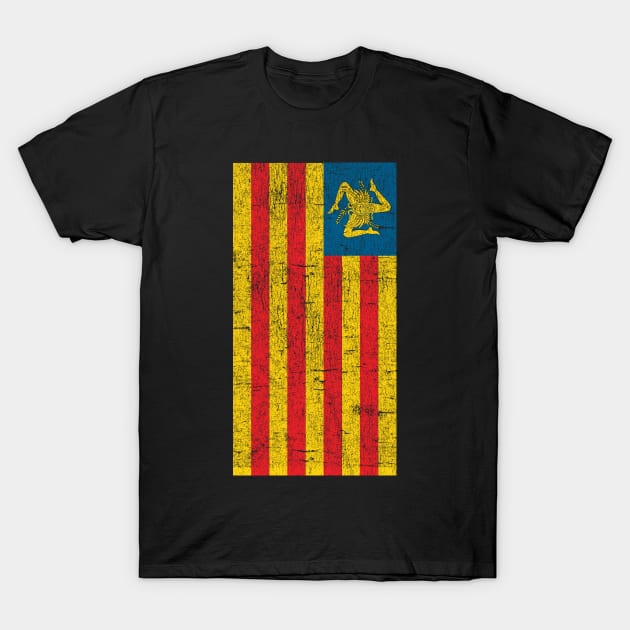Sicilian Pride - Sicilia - Sicilian Flag Trinacria Faded T-Shirt by Vector Deluxe